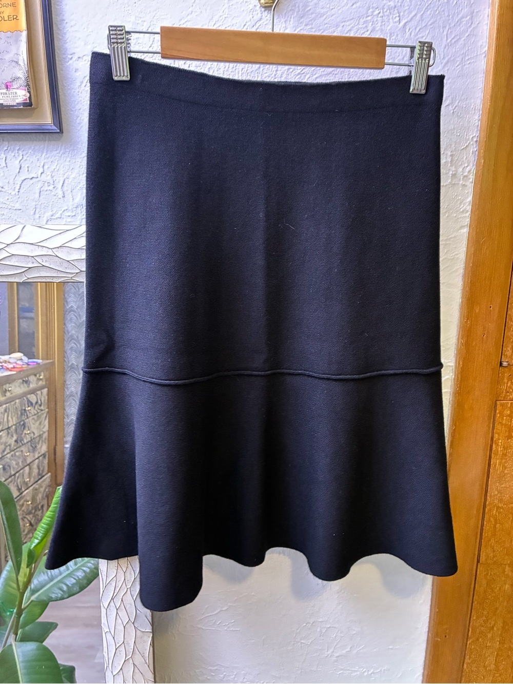 Milano Knit Black Mini Skirt with Flared Hem